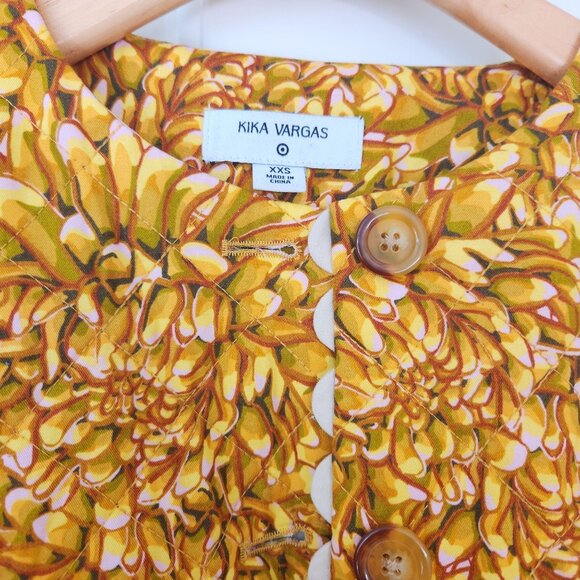 Kika Vargas Floral Quilted Jacket Flowers Mums Cottagecore Boho Cute Grandma XXS - Picture 3 of 10